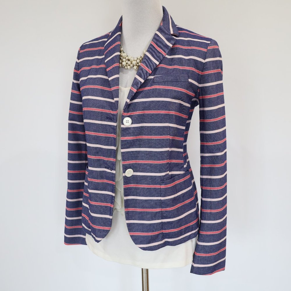 GAP Size 6 Blue Stripe Blazer Jacket Academy Blazer